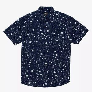 Navy Constellation Print Woven Button-Up
